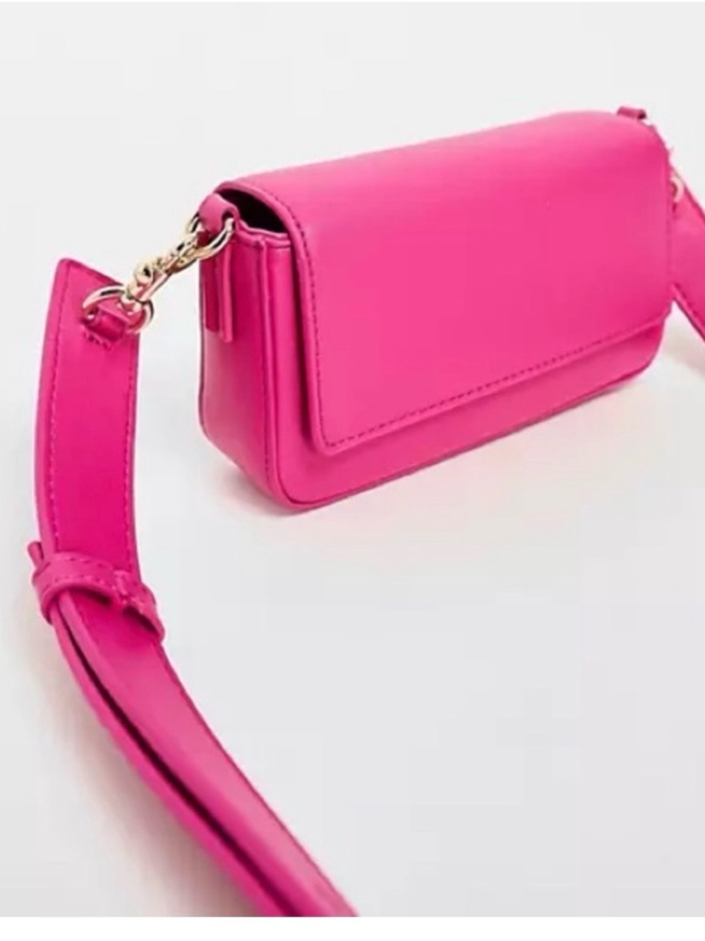 Mango Hot Pink Leather Crossbody Bag